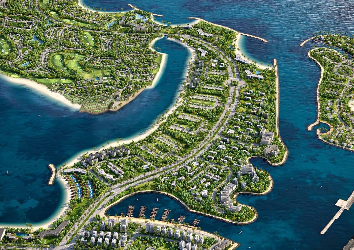 Aerial render of Island B, Dubai Islands