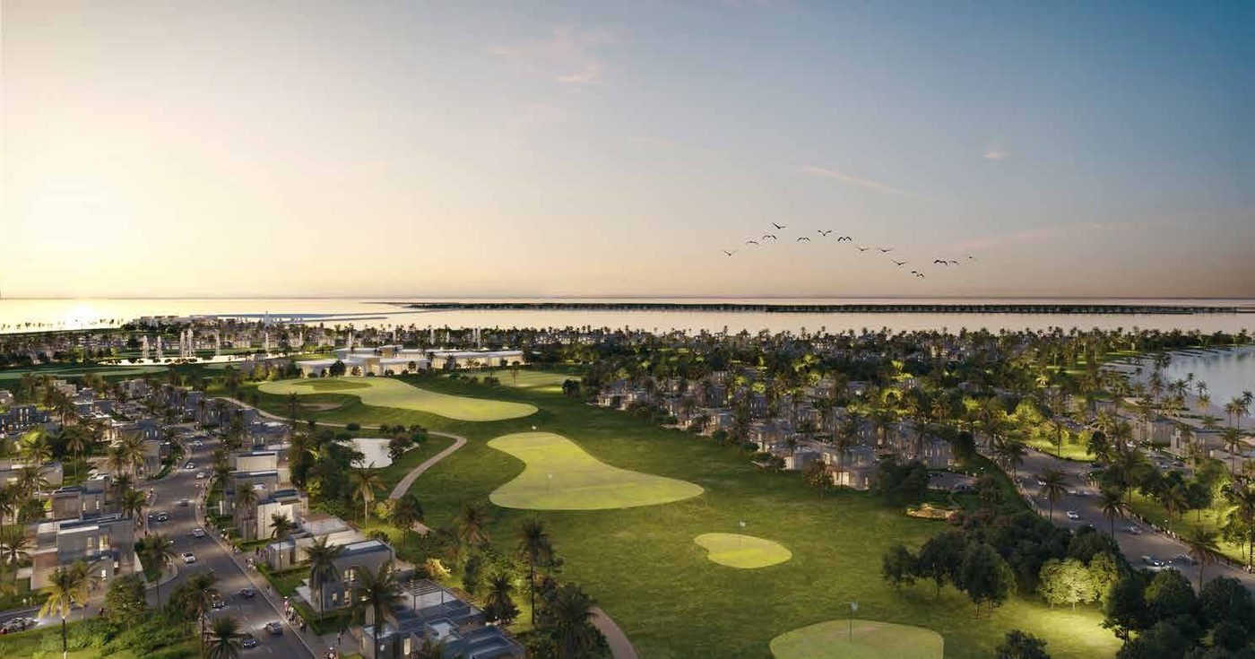 Render of the golf and country club on Island D, Dubai Islands