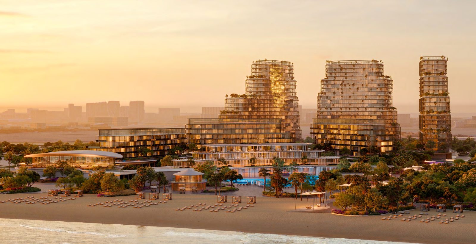 Render of Siora by Beyond at sunset, Island B, Dubai Islands