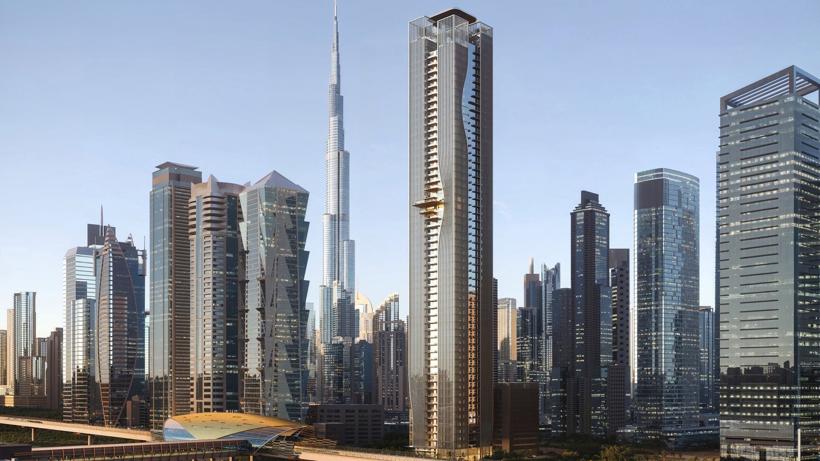 Berkeley Tower beside the Burj Khalifa and Business Bay Metro, Sheikh Zayed Road